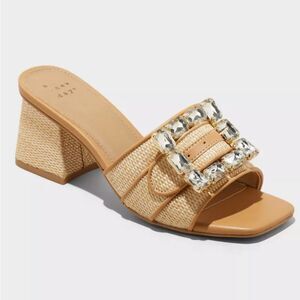 A New Day Size 6.5, 7.5, 8 Sandals Block Heel Bling Buckle